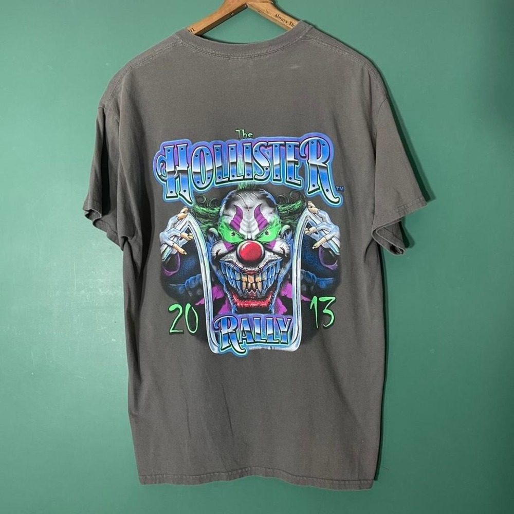 2013 The Hollister Rally grey cotton t-shirt clown‎ graphic